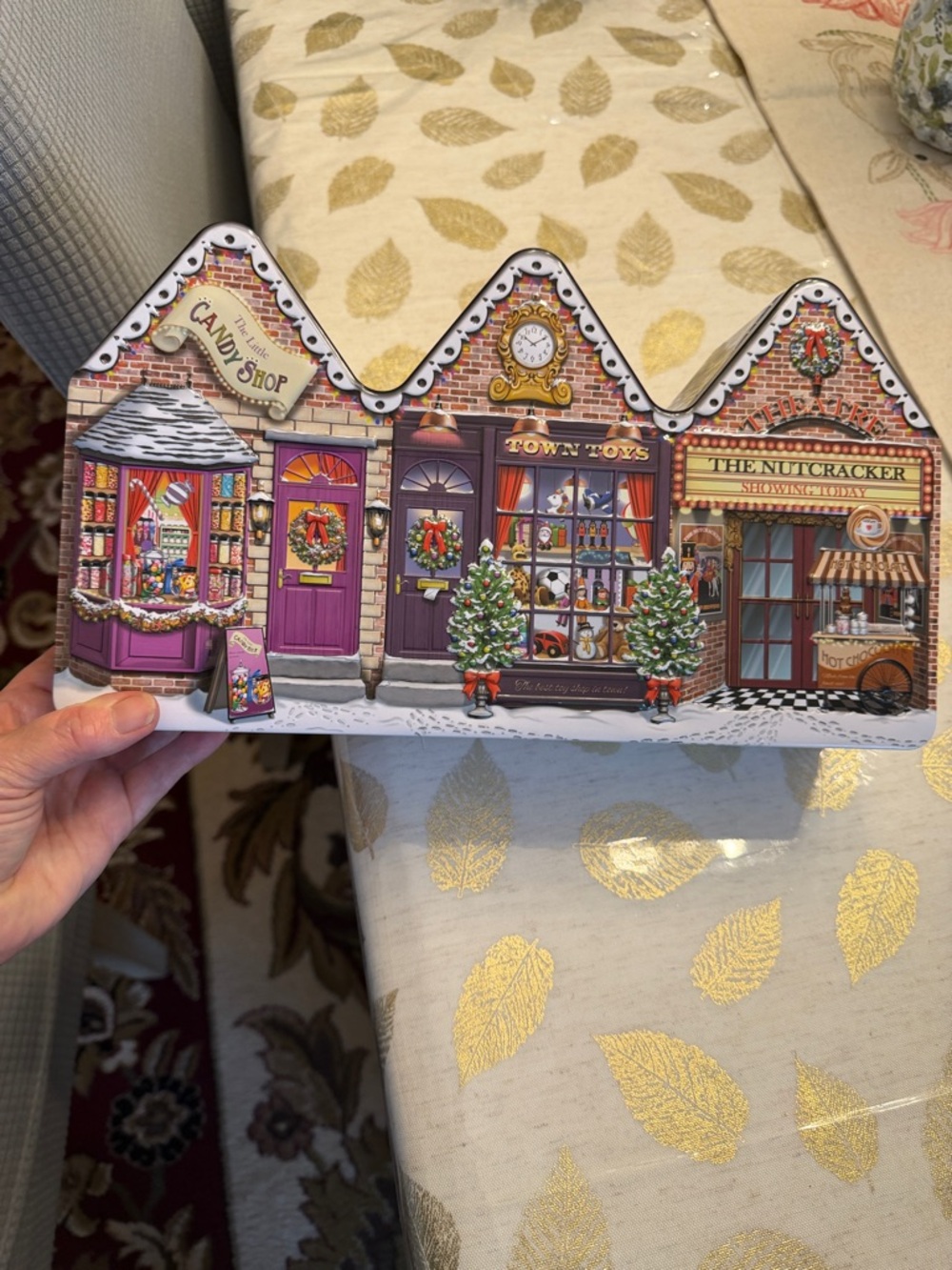 Holiday Embossed cookie/ candy tin 13 x 7.25 inches
